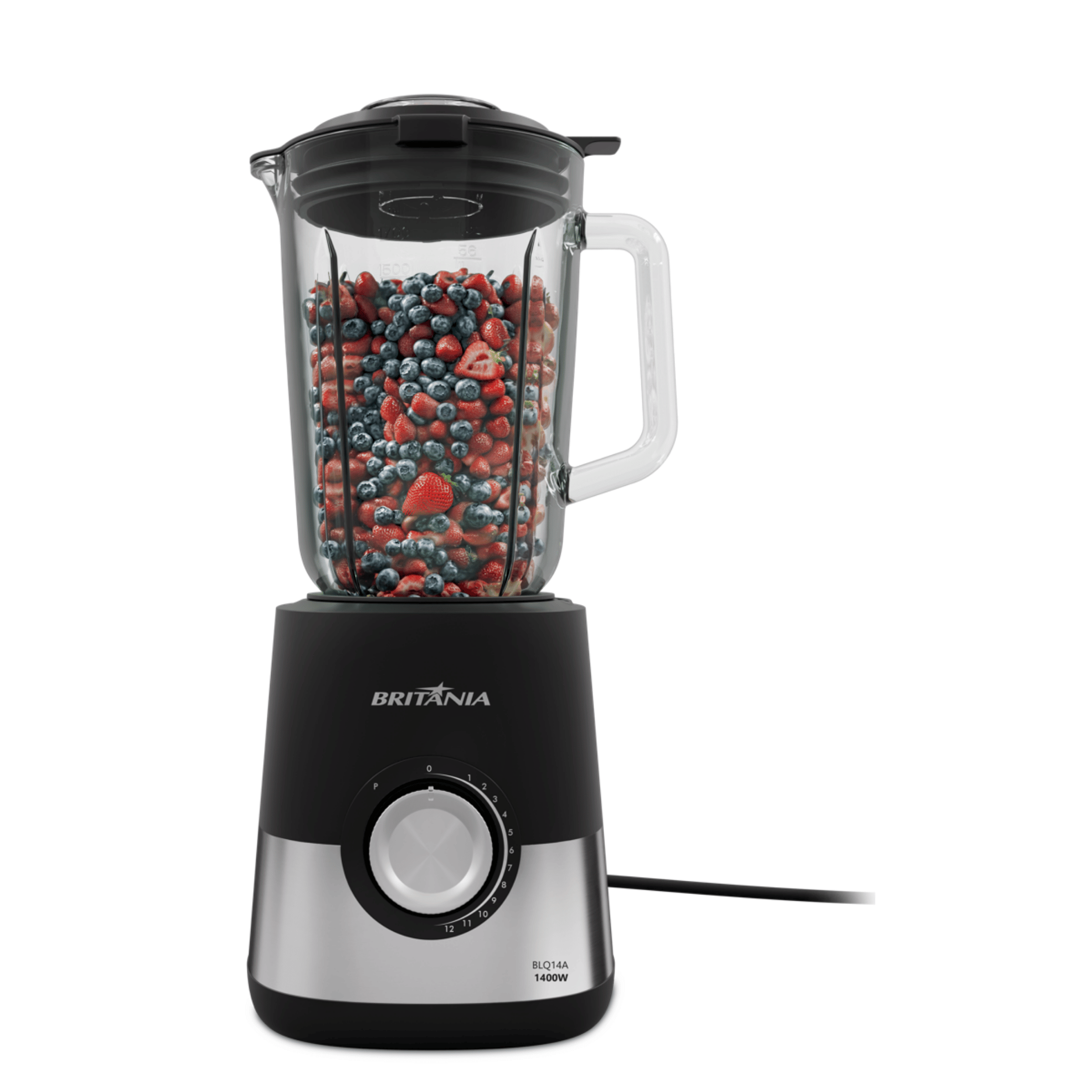 Liquidificador Britania 2,3L BLQ14A Jarra em Vidro 1400W Inox 220V