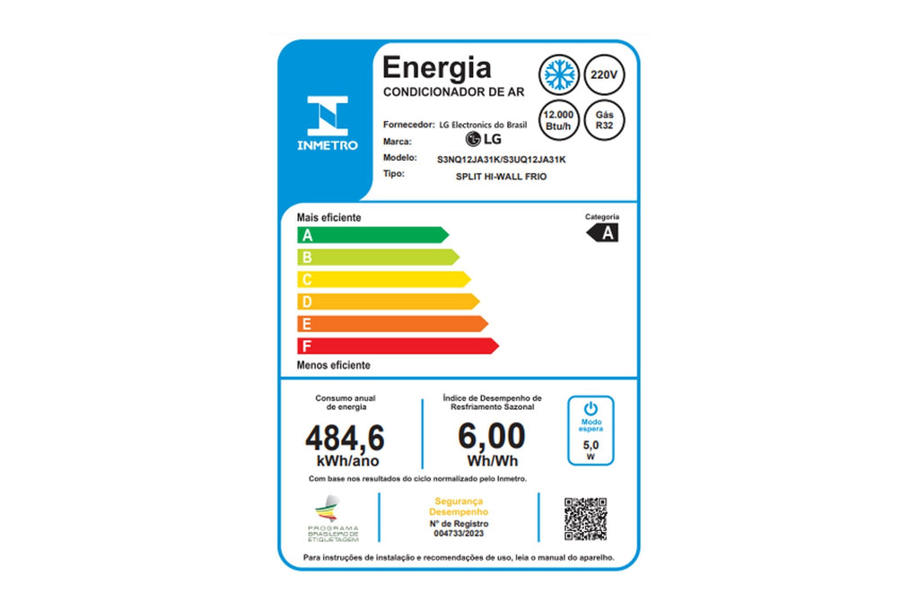 Ar-Condicionado Split LG Dual Inverter Voice +AI 12000 BTUs Frio Branco 220V