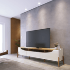 Rack Imcal Studio 180cm 2 Portas 1 Gaveta Off White e Nature