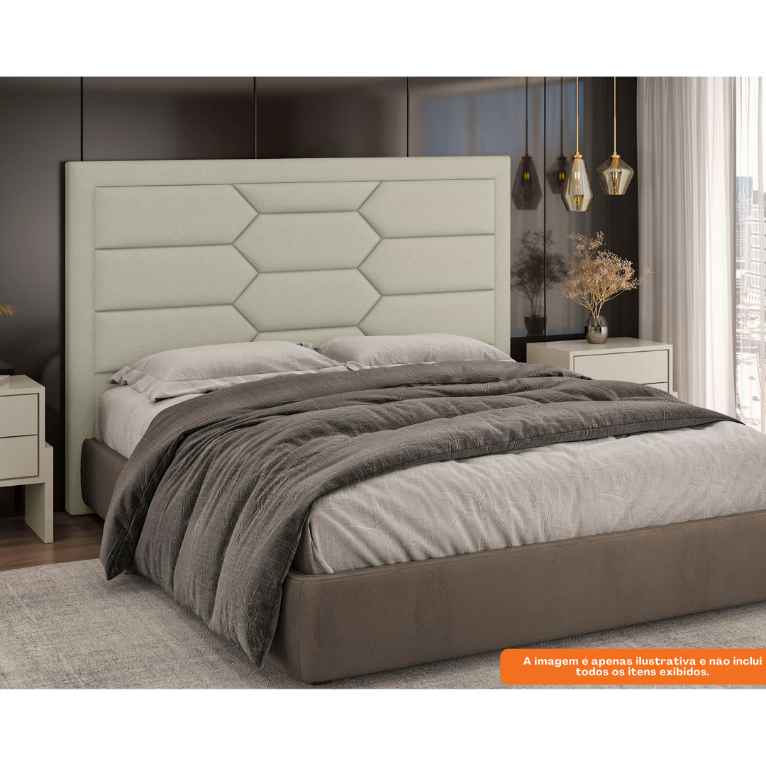 Cabeceira Delta Perfan 160x13cm Linho Bege