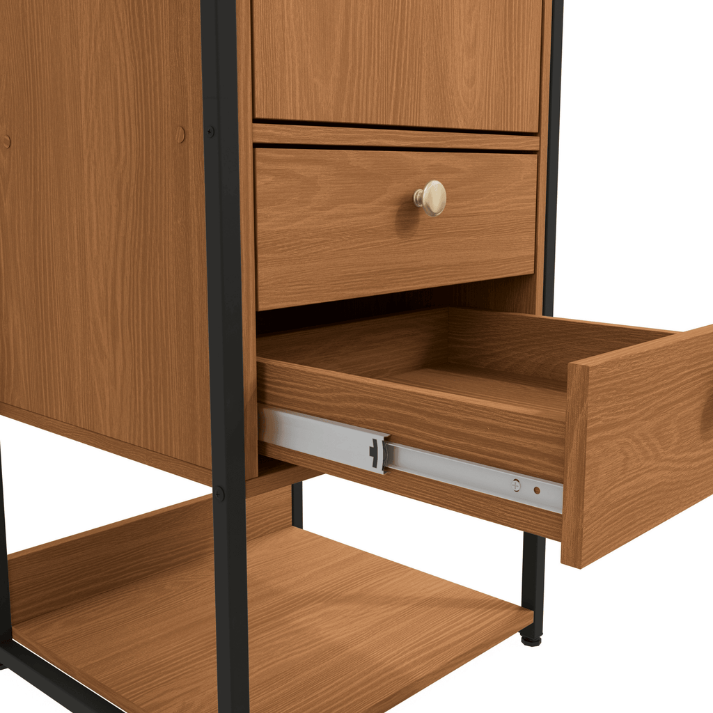 Armário Industrial Closet LI051 Kappesberg 48cm 1 Porta 2 Gavetas Canela e Preto Fosco