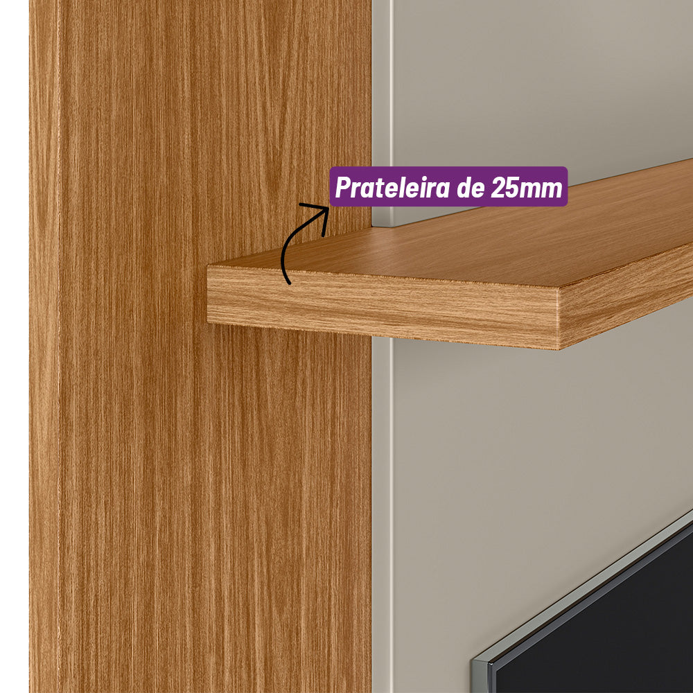 Painel Extensível Suspenso Tulum Linea com Prateleira Flex Nature e Off White