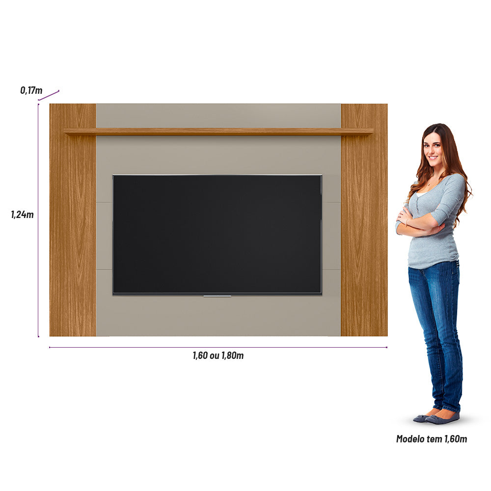 Painel Extensível Suspenso Tulum Linea com Prateleira Flex Nature e Off White