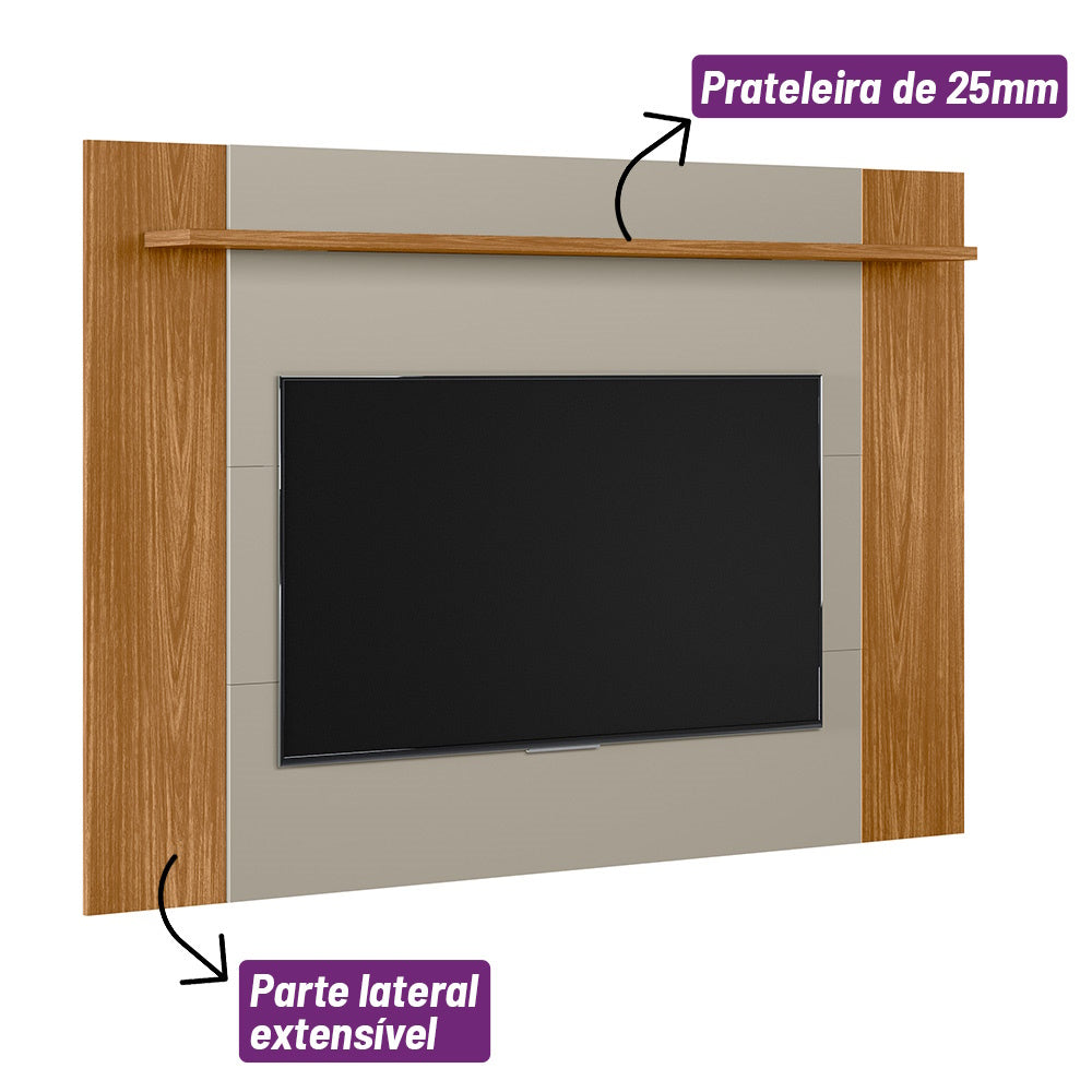Painel Extensível Suspenso Tulum Linea com Prateleira Flex Nature e Off White