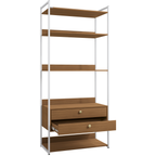 Armário Industrial Closet LI049 Kappesberg 89cm 5 Prateleiras 2 Gavetas Canela e Branco