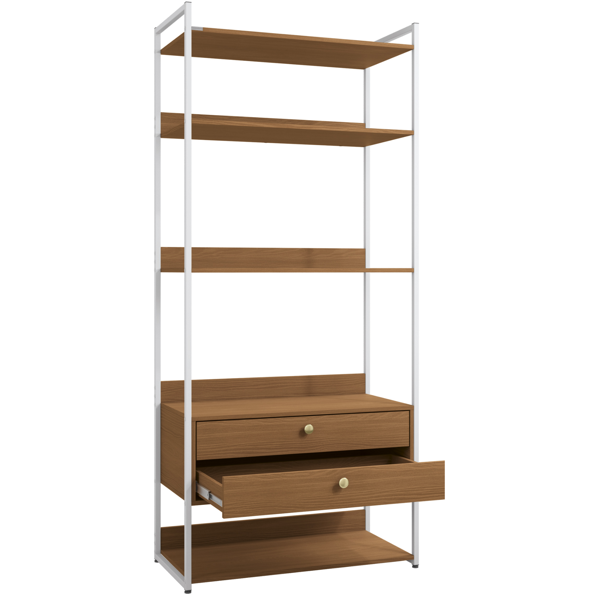 Armário Industrial Closet LI049 Kappesberg 89cm 5 Prateleiras 2 Gavetas Canela e Branco