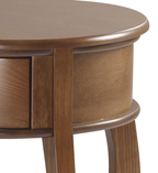 Mesa de Apoio Rústica Redonda Linz 49cm 1035 1 Gaveta 1 Prateleira 100% Madeira Maciça