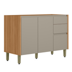 Armário Balcão de Cozinha Allure Linea 100% MDF 120cm 2 Portas 3 Gavetas Jequitibá e Gris