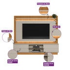 Home Guararapes Linea para TV 75'' com Led Nature e Off White