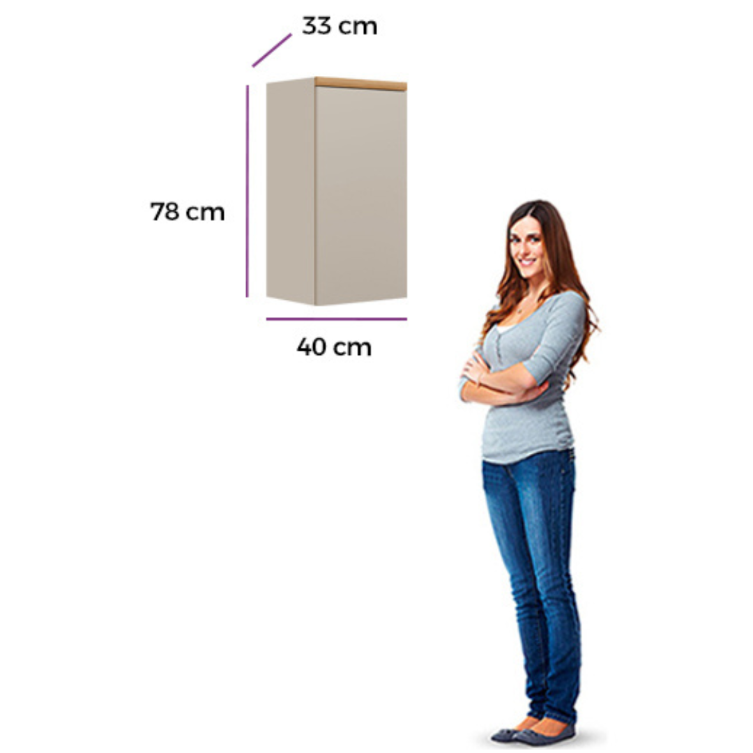 Armário Aéreo de Cozinha Allure Linea 100% MDF 1 Porta 40cm Jequitibá e Gris