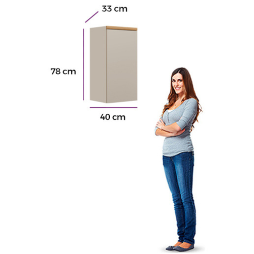 Armário Aéreo de Cozinha Allure Linea 100% MDF 1 Porta 40cm Jequitibá e Gris