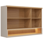 Armário Aéreo de Cozinha Allure Linea 100% MDF 3 Portas 1 Nicho 120cm com Led Jequitiba e Gris