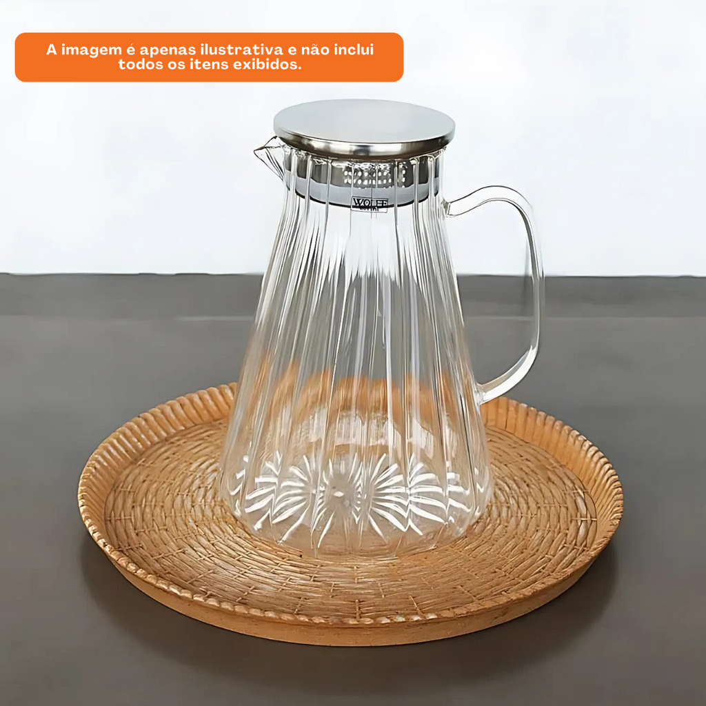 Jarra de Vidro Borossilicato Rojemac Classic com Tampa de Metal 1,7L