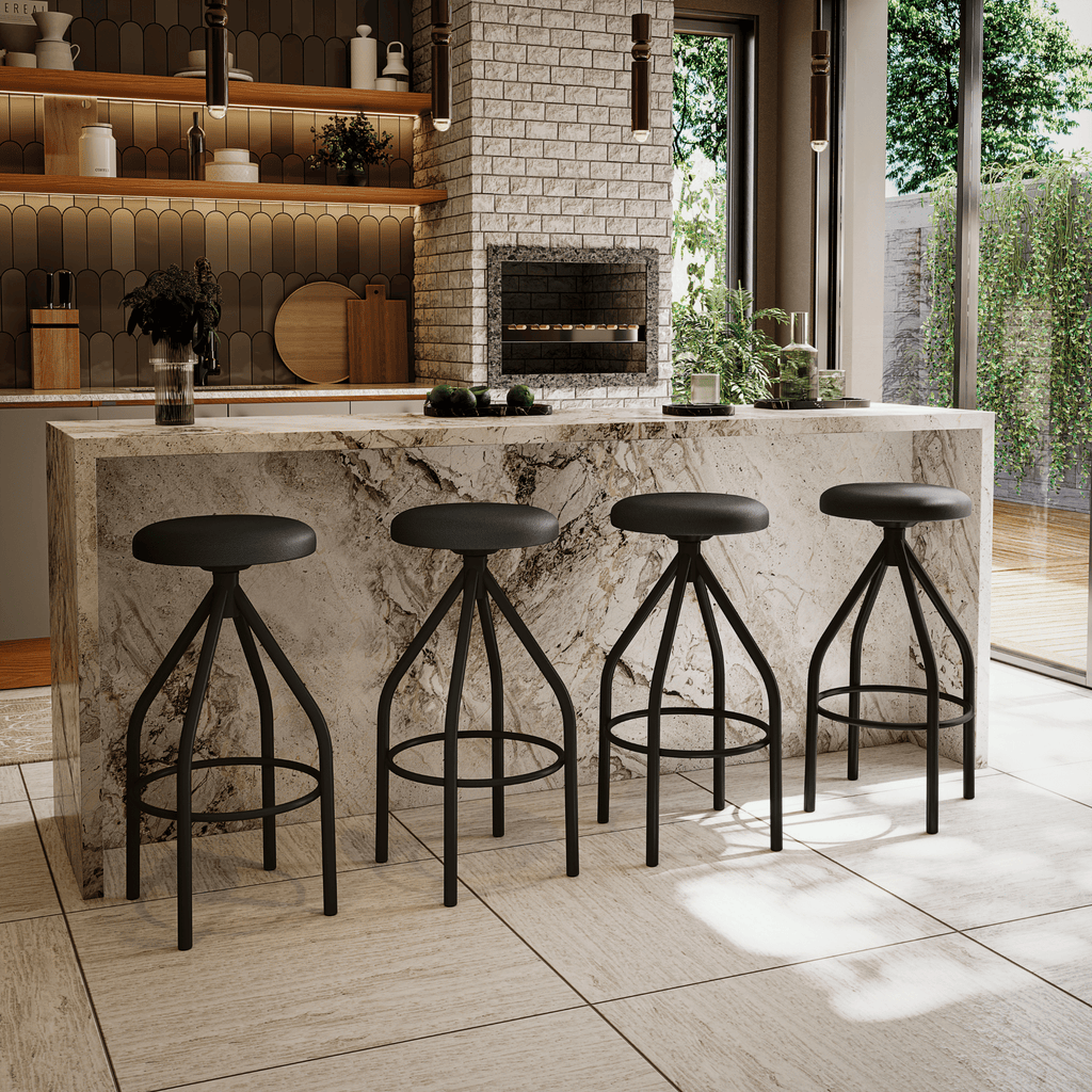 Banqueta Industrial Solaris Kappesberg Giratória Preto Courino Preto