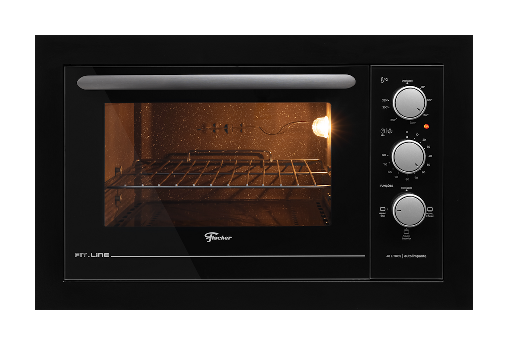 Kit Fischer de Embutir Forno Elétrico 48L Fit Line + Micro-ondas 25L Fit Line Preto 220V