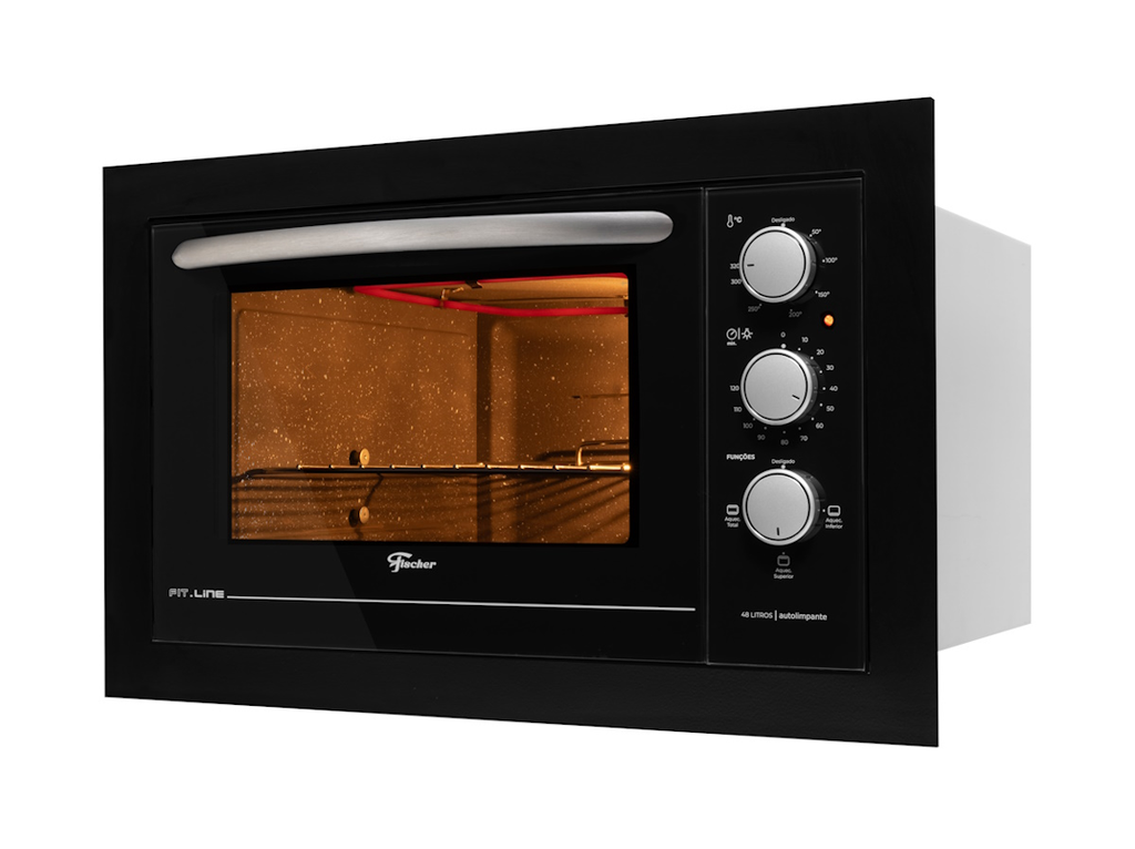 Kit Fischer de Embutir Forno Elétrico 48L Fit Line + Micro-ondas 25L Fit Line Preto 220V