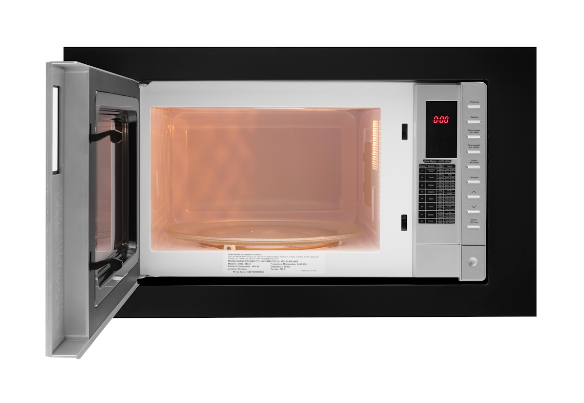 Kit Fischer de Embutir Forno Elétrico 48L Fit Line + Micro-ondas 25L Fit Line Preto 220V