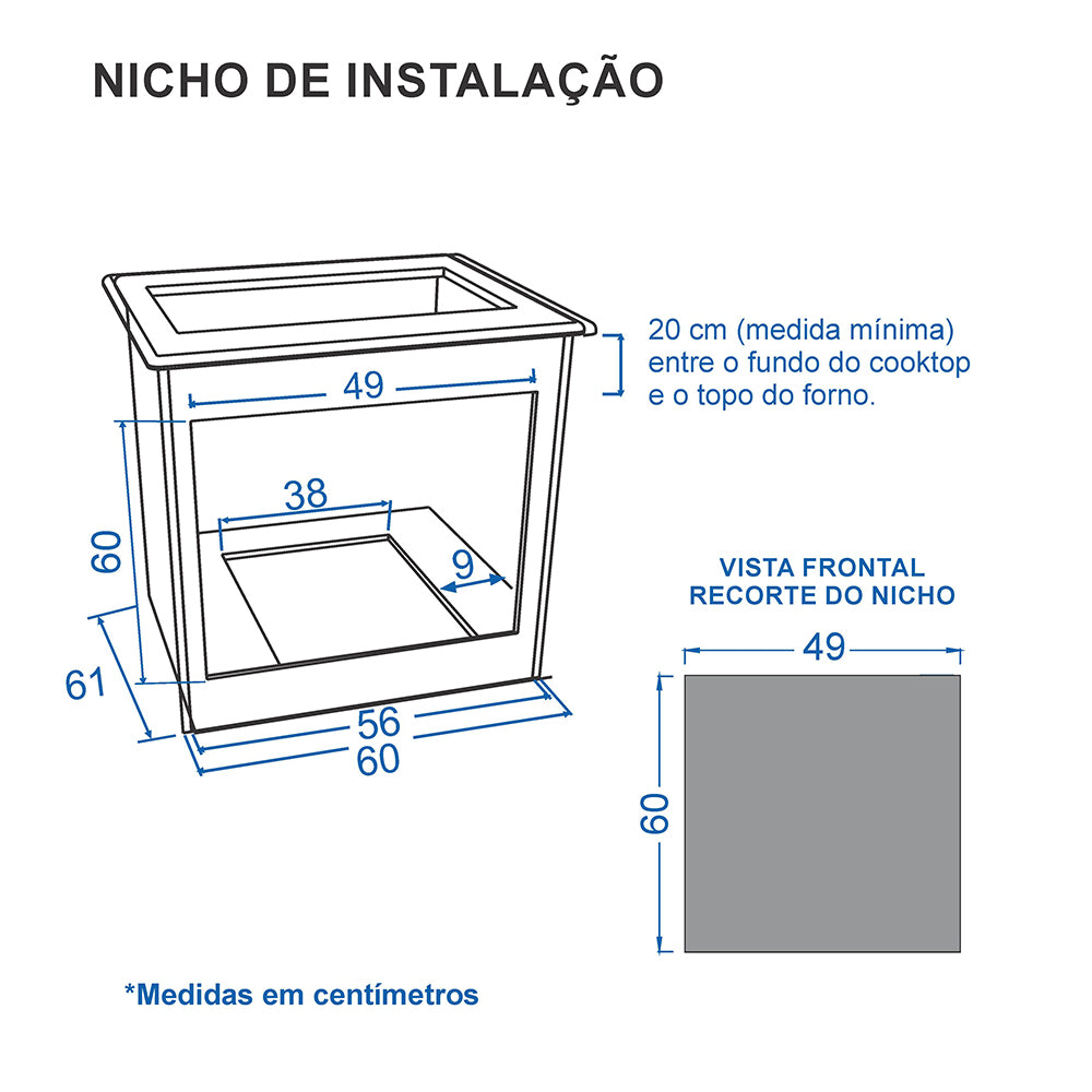 Forno de Embutir a Gás Venax 50L Totale Nero GIII Com Grill 26019 Preto 220V