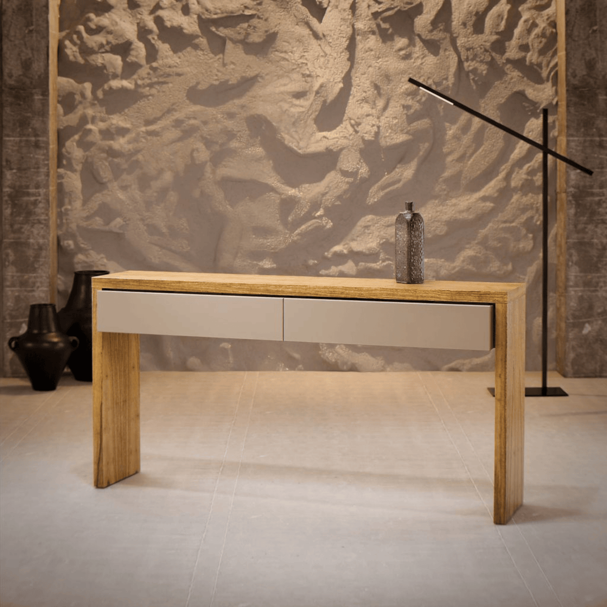 Aparador Nord Imcal 160cm 2 Gavetas 100% MDF Off White e Cinamomo