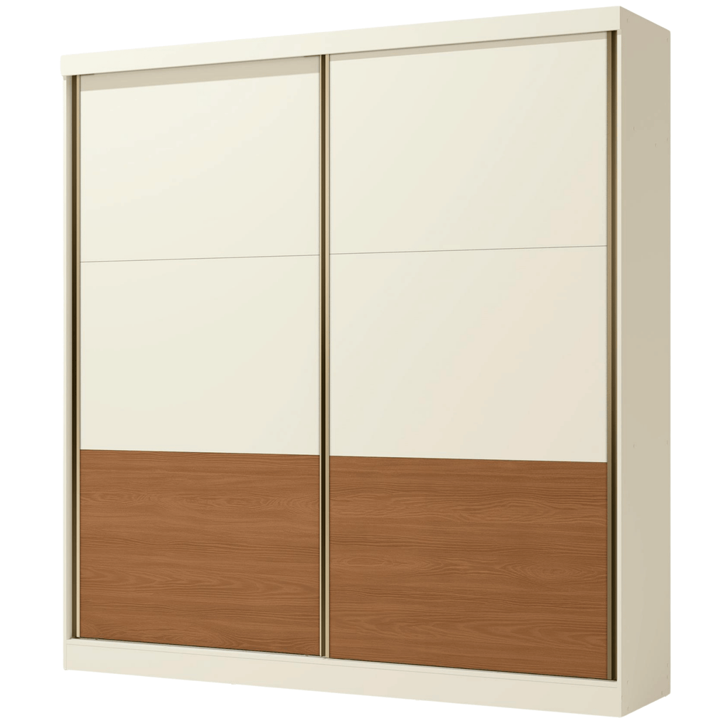 Roupeiro T592 Kappesberg 220cm 2 Portas Correr Flex Off White e Canela