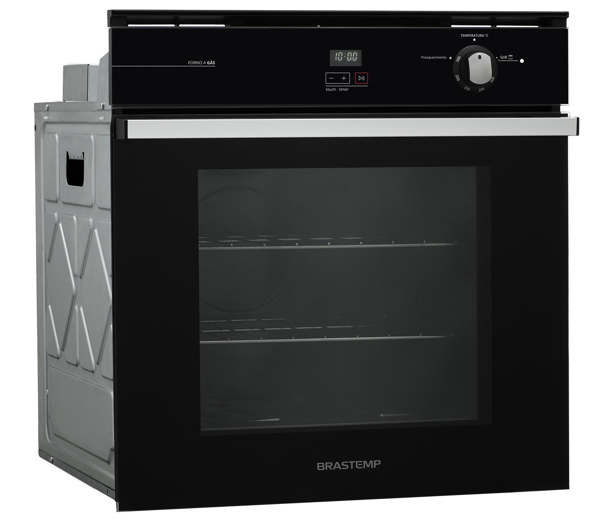 Forno de Embutir a Gás Brastemp 78L BOA84AE com Grill Timer Touch Preto 220V