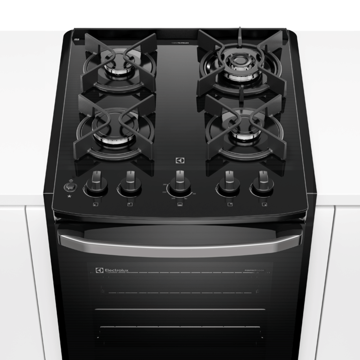 Fogão de Embutir 4 Bocas Electrolux Experience FE4BB Mesa de Vidro e VaporBake Preto Bivolt