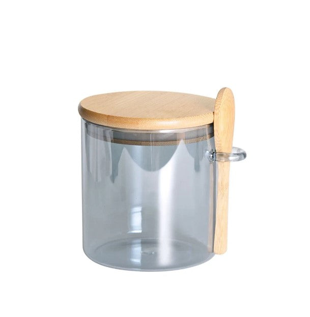 Porta Mantimento Full-Fit com Tampa e Colher em Bambu 500ml Cinza
