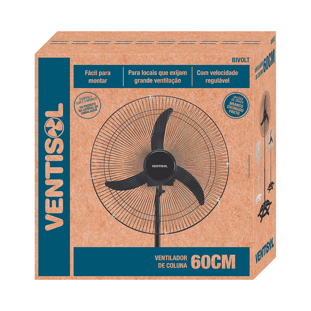 Ventilador de Coluna Ventisol 60cm 200W Preto Bivolt