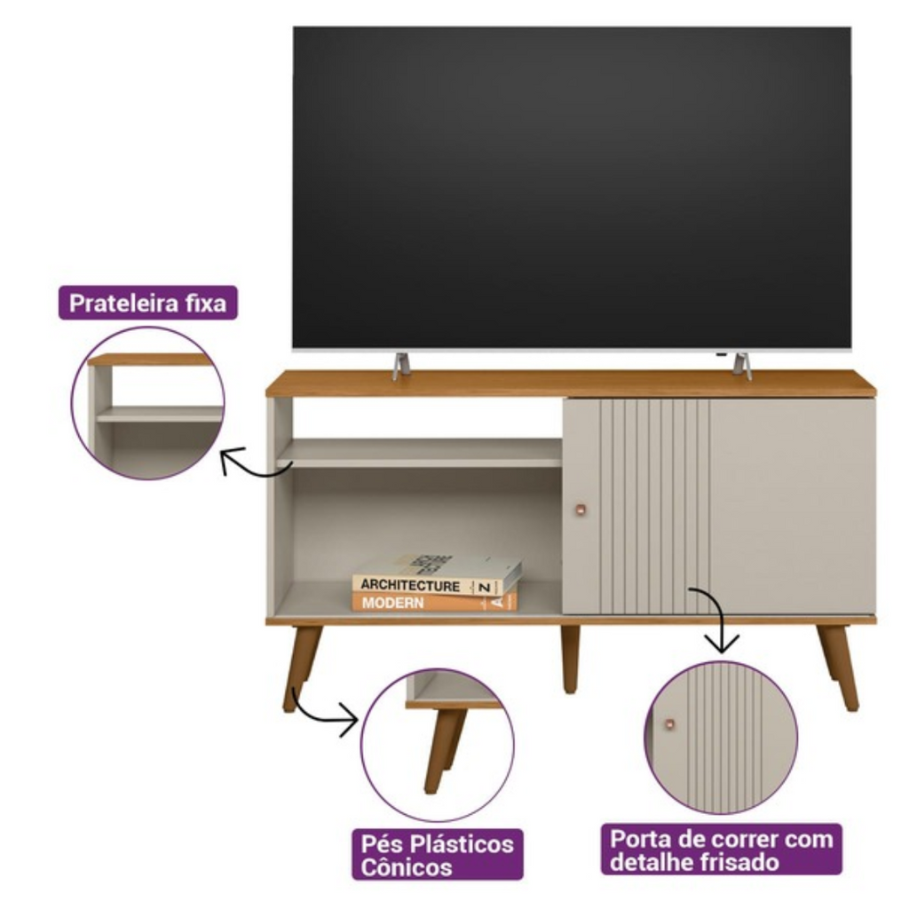 Rack Rubi Linea 120cm Nature e Off White