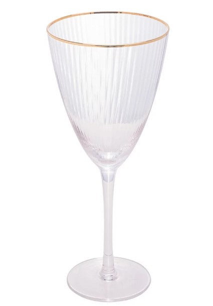 Jogo de 6 Taças para Vinho Rojemac  Borda Dourada Lines 400ml
