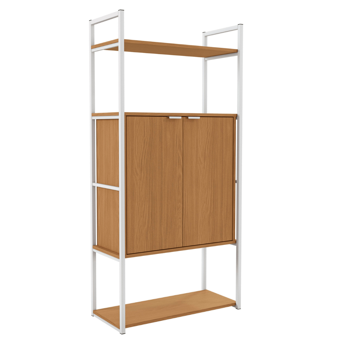 Estante Industrial Kappesberg 2 Portas com Prateleiras LI041 Canela e Branco