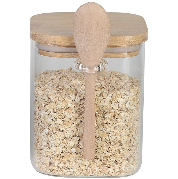 Porta Mantimento Full-Fit com Tampa e Colher em Bambu 800ml