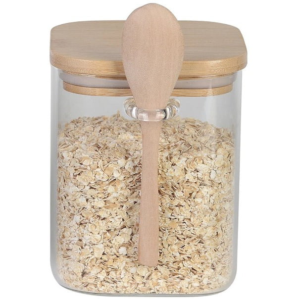 Porta Mantimento Full-Fit com Tampa e Colher em Bambu 800ml