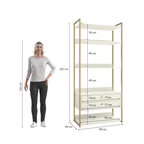 Armário Industrial Closet LI049 Kappesberg 89cm 5 Prateleiras 2 Gavetas Off White e Dourado