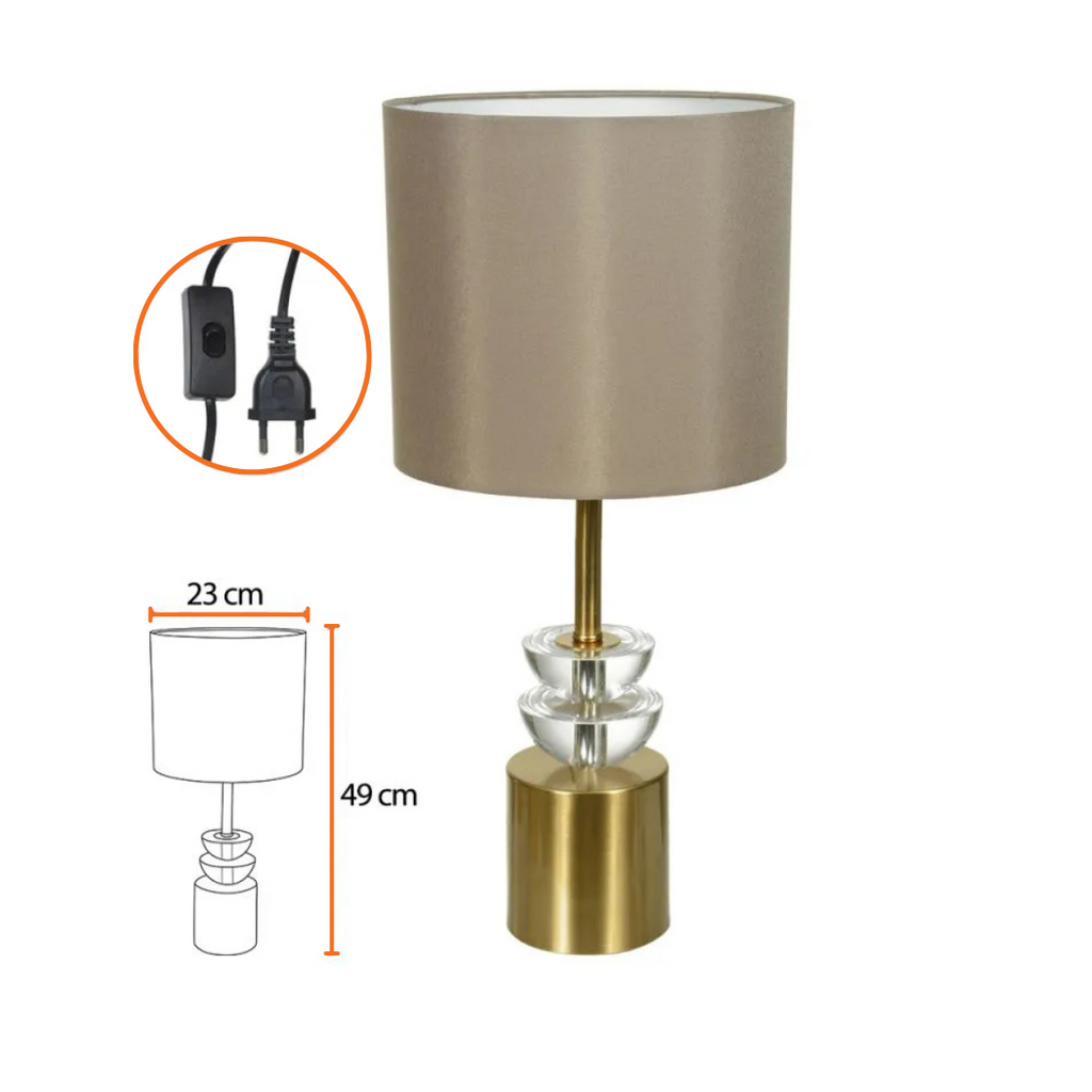 Abajur Florarte de Metal com Cristal  Dourado Bege Bivolt