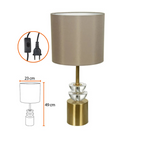 Abajur Florarte de Metal com Cristal  Dourado Bege Bivolt