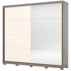 Roupeiro Dream Henn 264cm 100% MDF Espelho 2 Portas Avelã e Off White