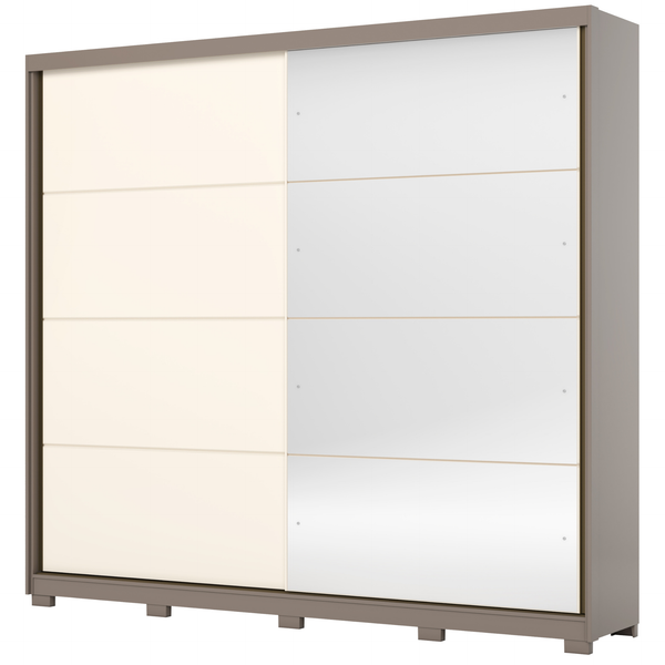 Roupeiro Dream Henn 264cm 100% MDF Espelho 2 Portas Avelã e Off White