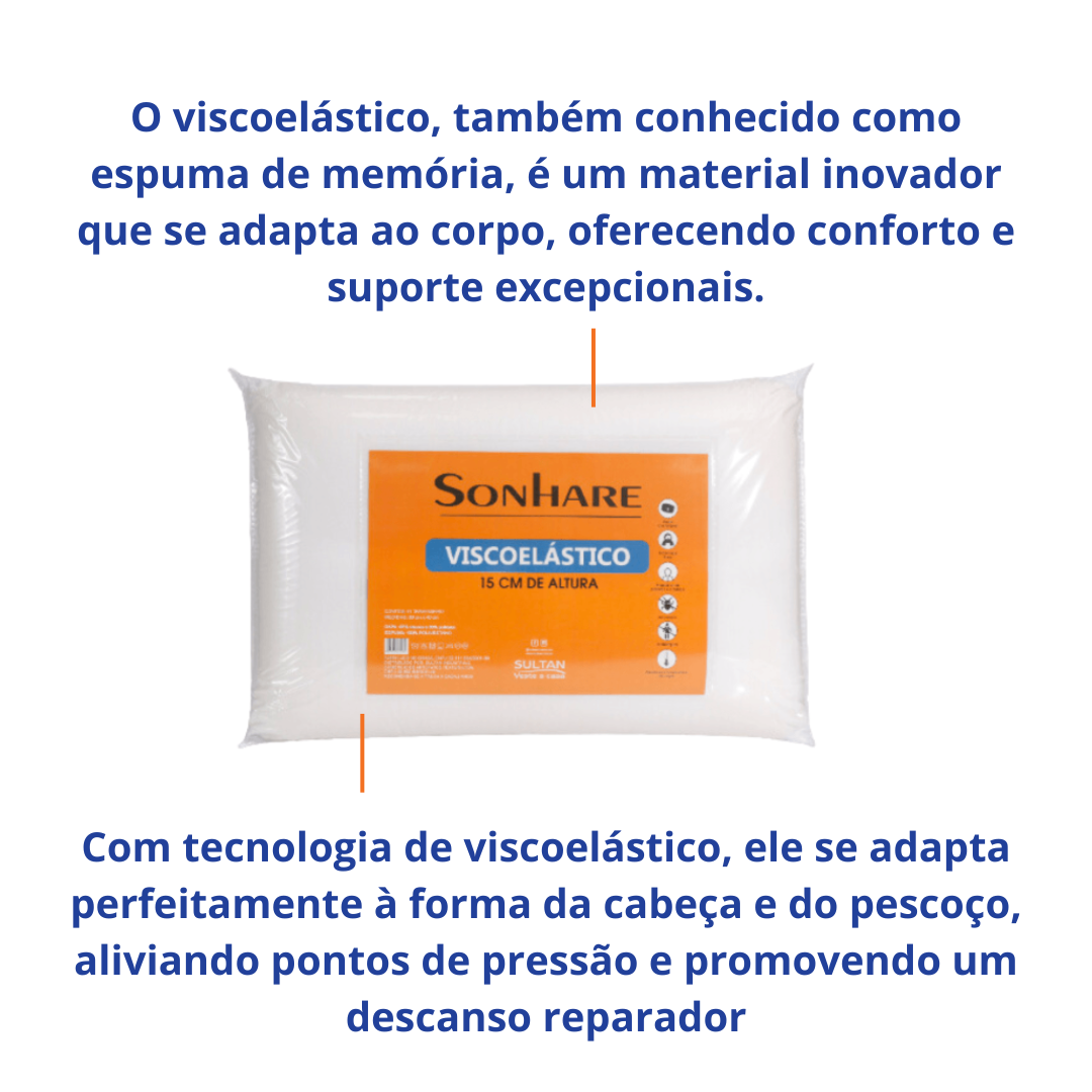 Travesseiro Viscoelástico Naturalle Sonhare 63x42cm Branco