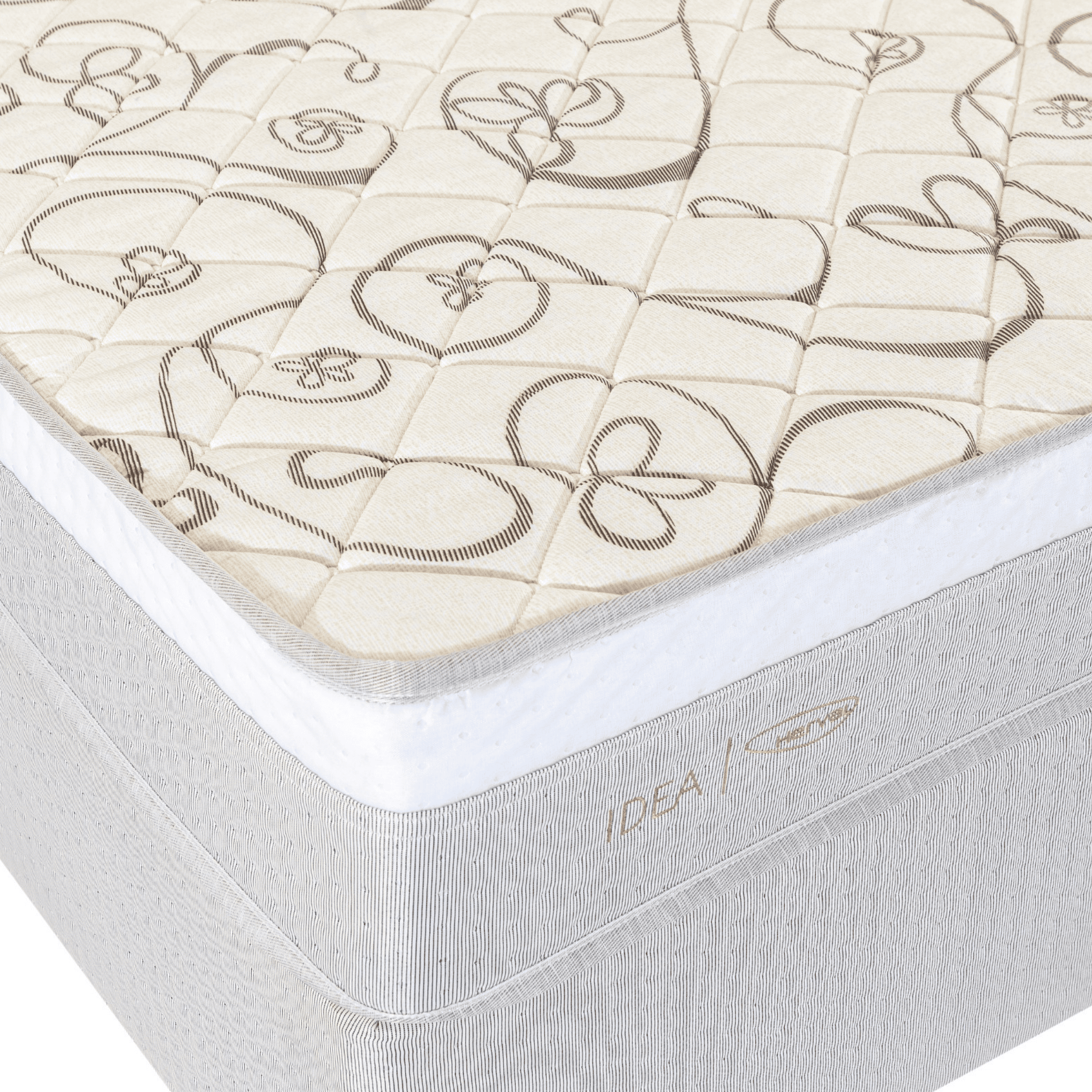 Conjunto Cama Box C1927 Solteiro Herval 88x188x63cm Molas Ensacadas Fendi e Branco