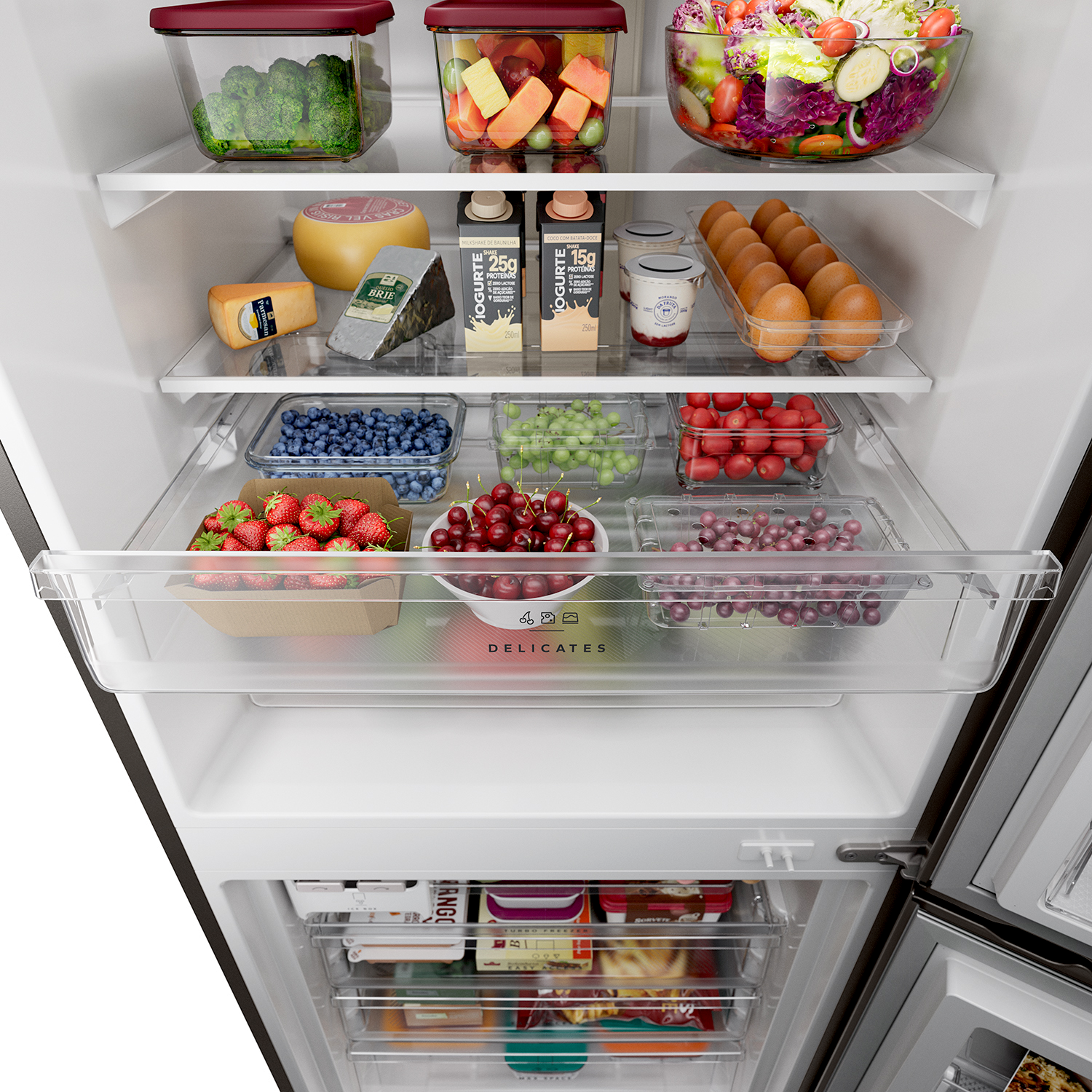 Refrigerador Brastemp 500L BRE66AE Duplex Inverse Inteligente B= Smart Black Inox Bivolt