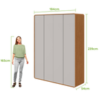 Roupeiro Loop Lopas 184cm 100% MDF 4 Portas Amêndoa e Off White