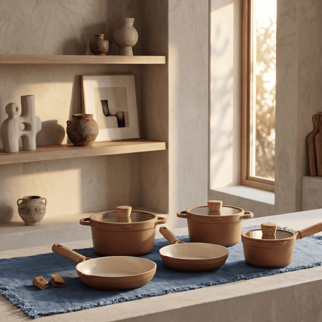 Jogo de Panelas Ceramic Life Brinox 5 Peças Indução Duna Terracota