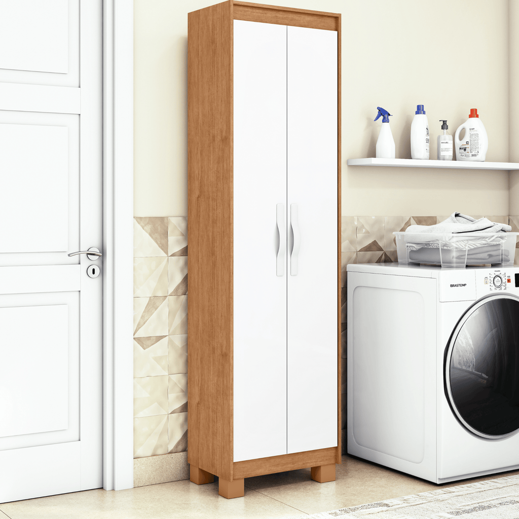 Armário Multiuso Bliss Lopas 2 Portas 50cm Amêndoa e Branco