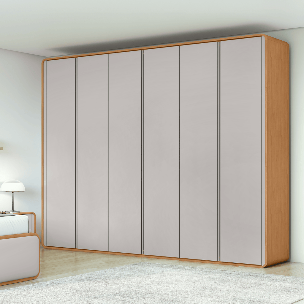 Roupeiro Loop Lopas 270cm 100% MDF 6 Portas Amêndoa e Off White
