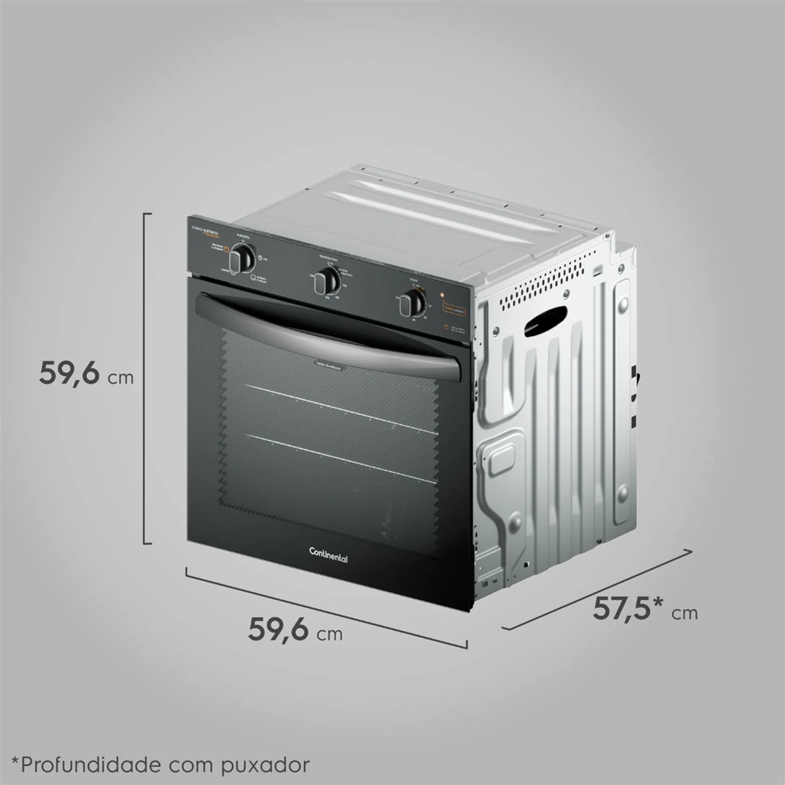 Kit Forno Elétrico de Embutir 80 Litros Continental OC8EM + Micro-ondas de Embutir 34 Litros ME3EP Preto 220V