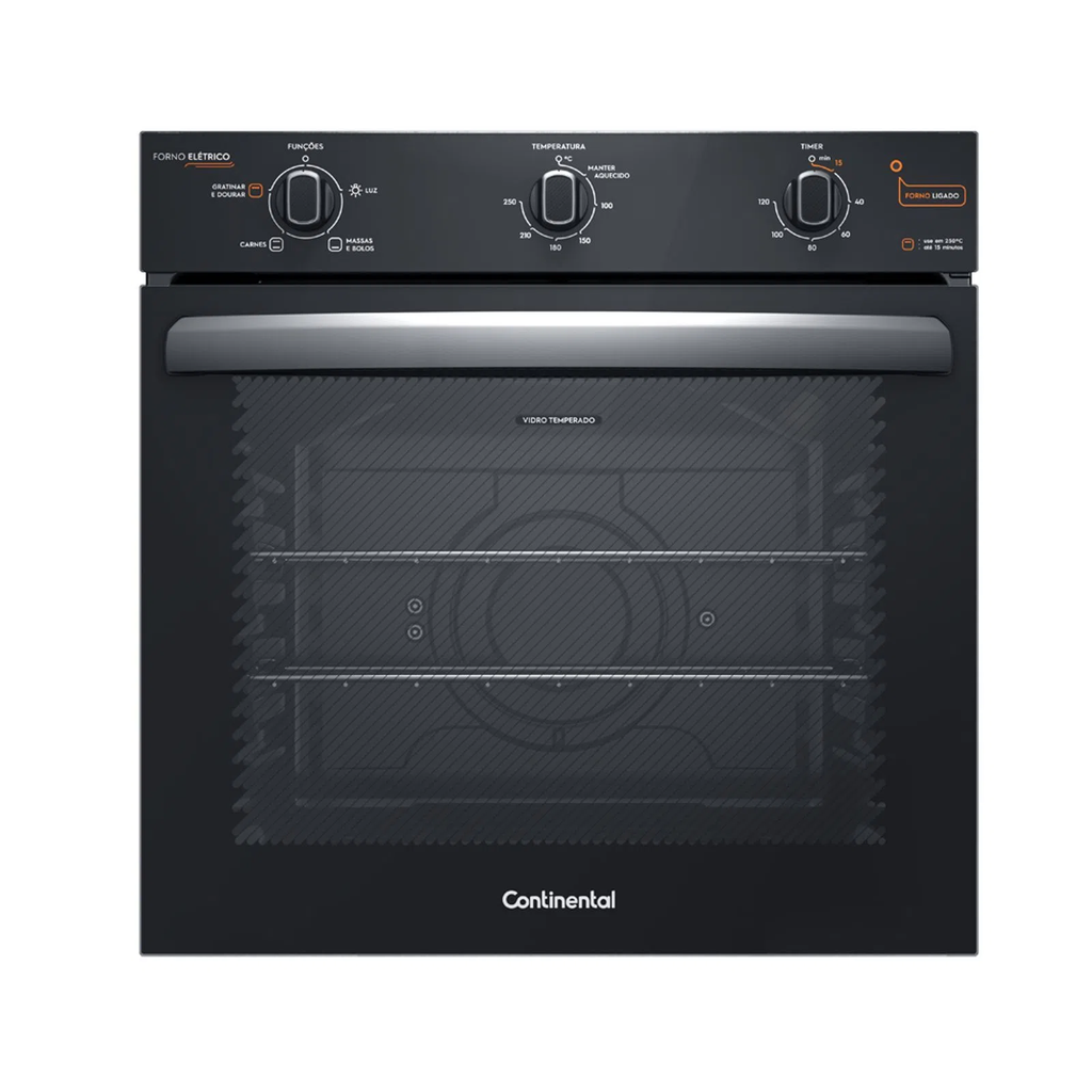 Kit Forno Elétrico de Embutir 80 Litros Continental OC8EM + Micro-ondas de Embutir 34 Litros ME3EP Preto 220V