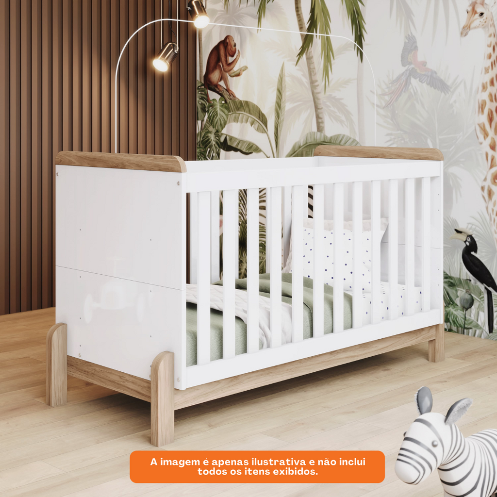 Berço e Mini Cama Ternura Henn Jequitibá e Branco