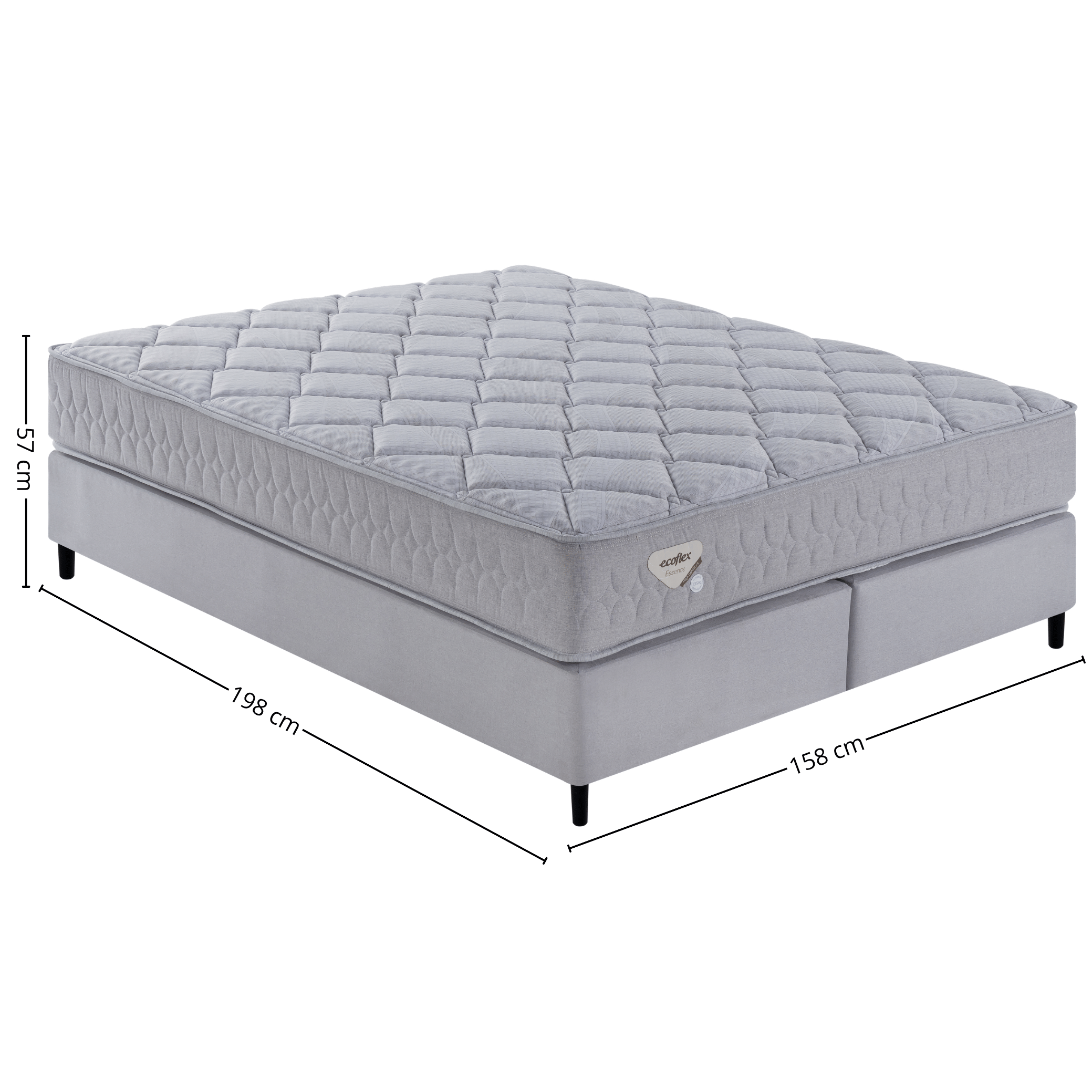 Conjunto Cama Box High Density II Queen Ecoflex 158x198x57cm Molas Superlastic Prata