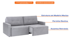 Sofá MH4253 200cm Herval 2 assentos Retráteis Linho Cinza